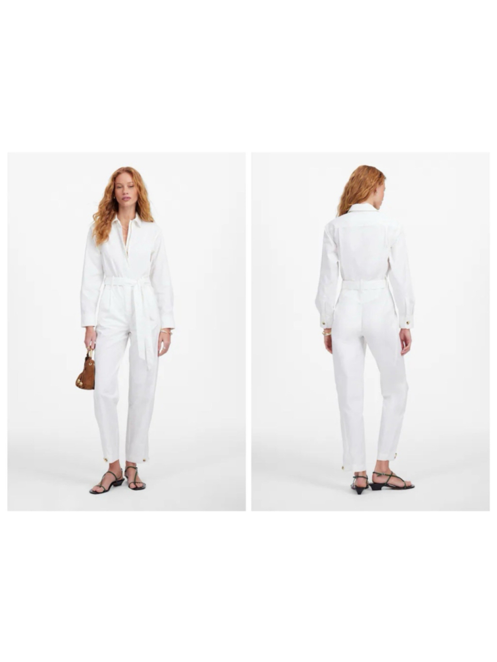 Madewell Utility Coverall Straight Leg Jumpsuit White/Ivory M Casual Festive